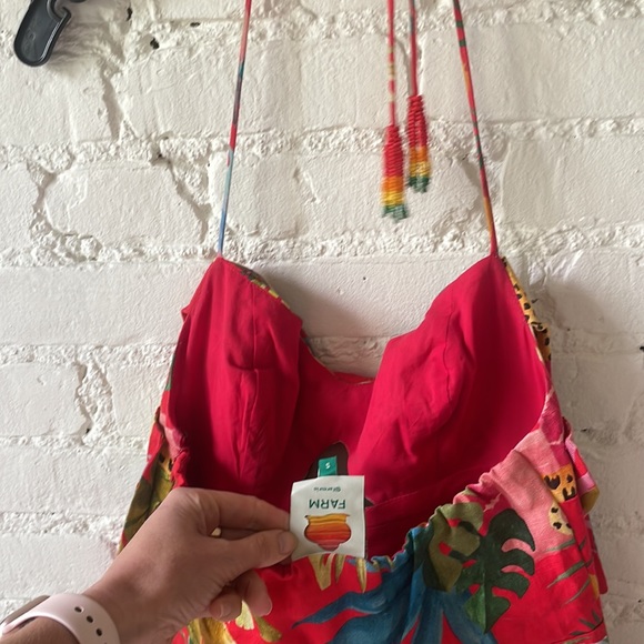 FARM Rio Tropical Jungle Bow Midi Dress in Red Size small $328 - Picture 6 of 6
